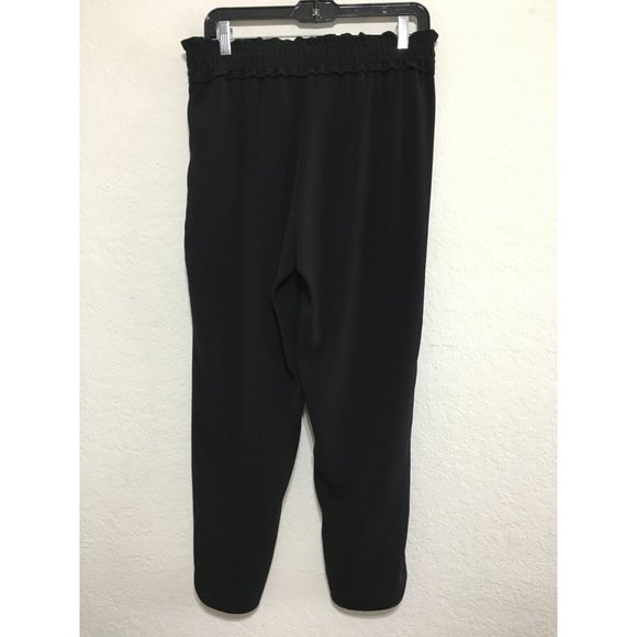 ZARA Baggy Elastic Waist Front Tie Cropped Slit Side Hem Black Size M Pu… - Picture 6 of 16